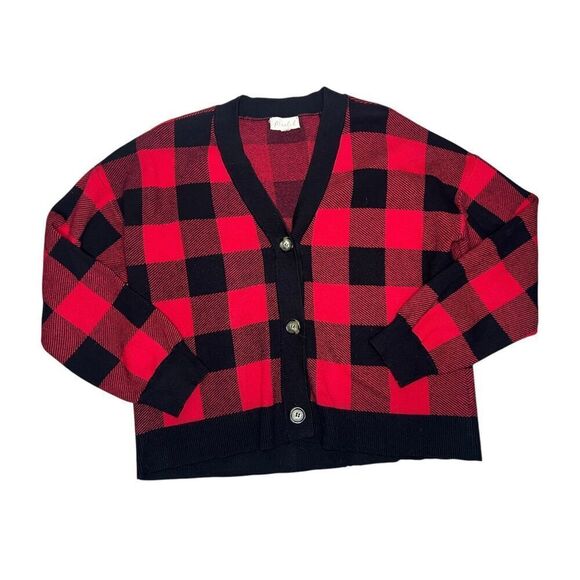 Marled Women’s XL Buffalo Plaid Cardigan Sweater Button Front - Picture 1 of 6